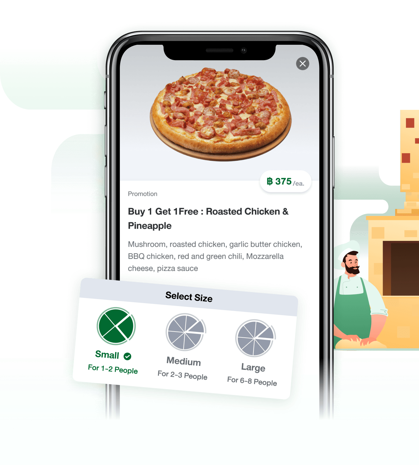 1112 delivery app pizza options