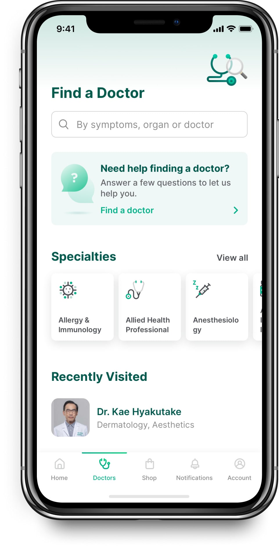 Find a doctor using Bumrungrad mobile app