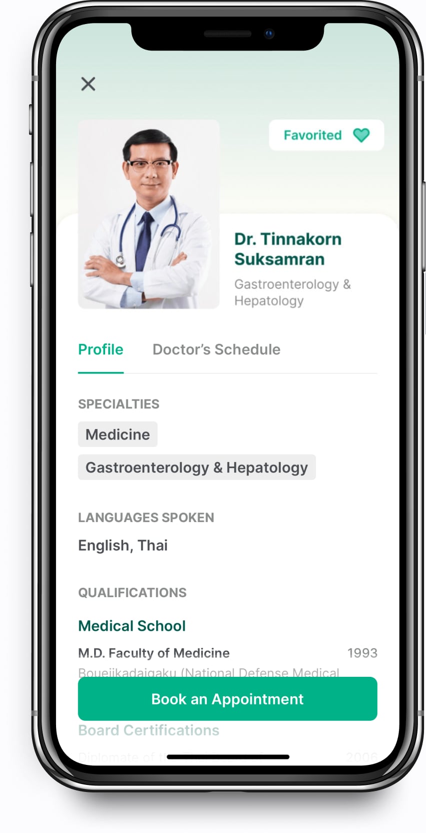 Bumrungrad mobile app doctor profile